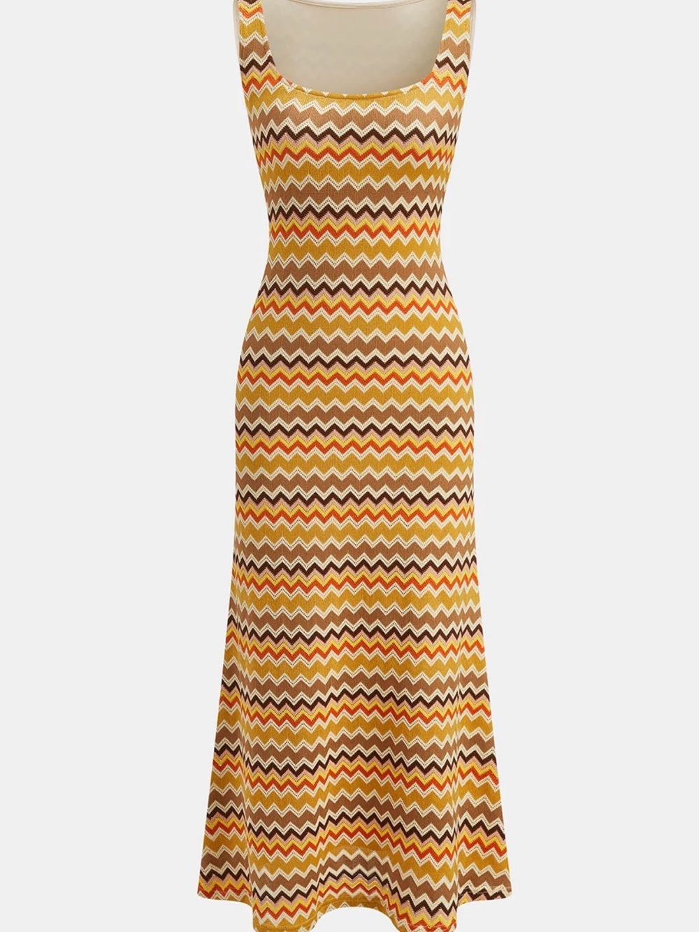 Cutout Back Zigzag Knit Maxi Dress
